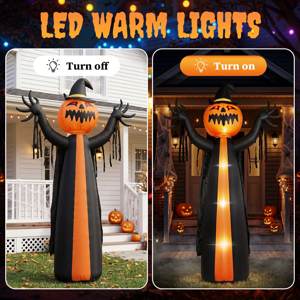 Ktaxon 10' Halloween Inflatables Pumpkin Man Outdoor Halloween Animated Decoration,w/ Rotating Head,Built-In LED