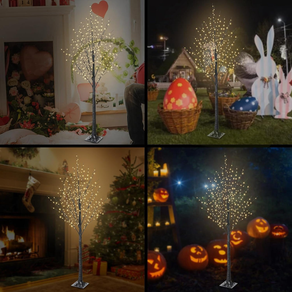 7FT Lighted Twig Tree, 600 Warm White LEDs