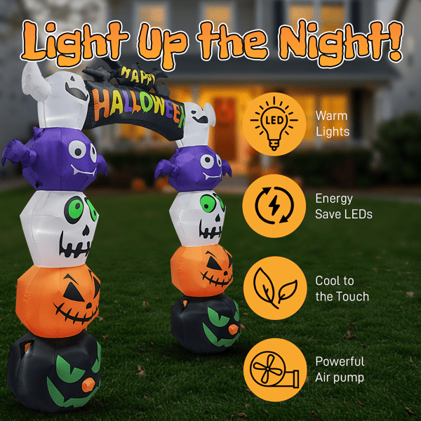 COTINSE 8.2FT Halloween Decorations Inflatable Pumpkin Archway with 7 LED Lights, Blow Up Outdoor Yard Decor & Party Supplies