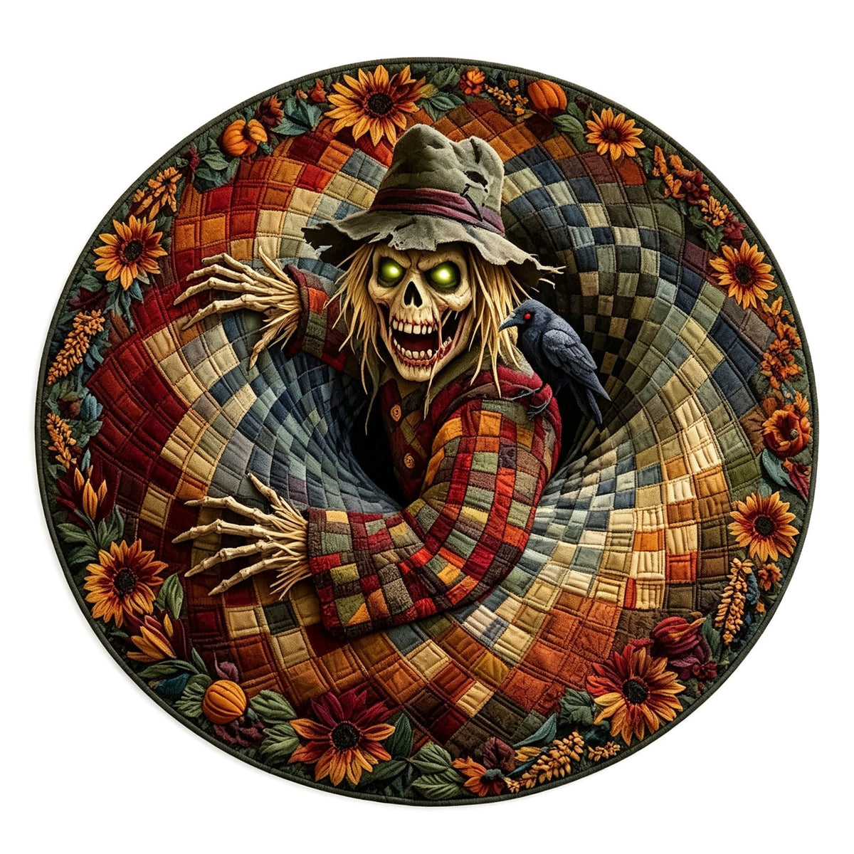 2Pcs 3D Round Halloween Doormat Set – Witch Hat Black Cat & Pumpkin Skull Design, Non-Slip Polyester Entry Mat For Indoor/Outdoor, Spooky Cute Fall Decor, Perfect Gift For Halloween Lovers (48X48")
