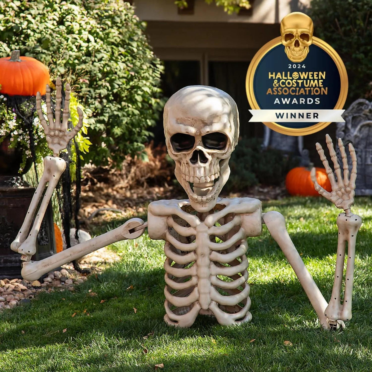 Fun World 4 ft Posable Skeleton Grave Breaker Halloween Decoration
