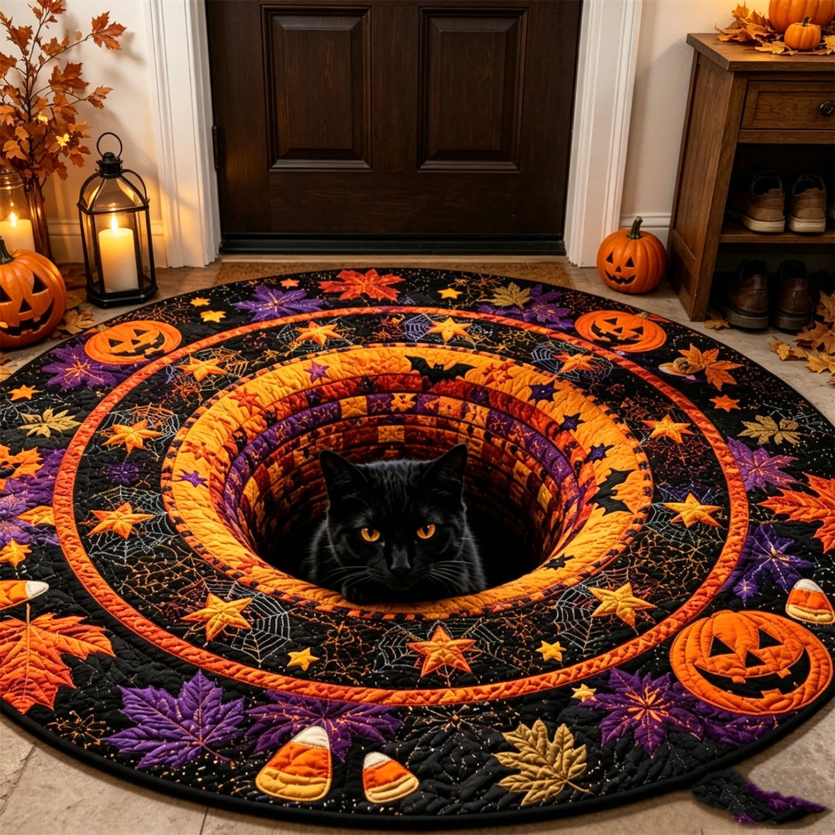 ZJNGJC 3D Circular Halloween Doormat Weird Decoration Whimsy Charm To Your Indoor Space C