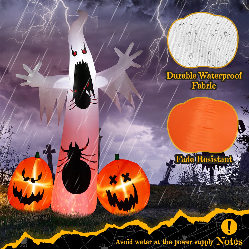 11.8FT Halloween Inflatable Ghost Spider Pumpkin with LED Lights for Yard