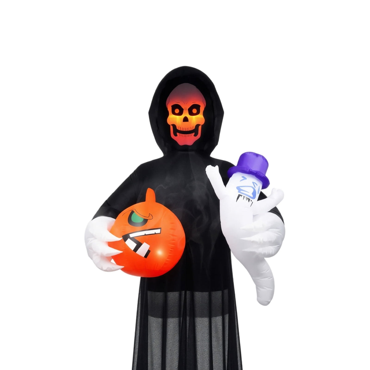 MInHoues 6 ft Halloween Inflatable Mold Ornament, Ghost Face Man Holding Pumpkin Decorative Molds, Polyester Spooky Yard Prop for Indoor Outdoor Holiday Party Home Decor