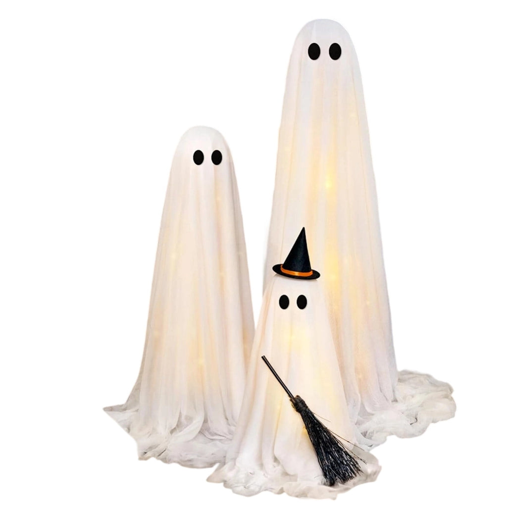 Halloween Ghost Decor, Light Up LED Ghost Decoration with Remote Control, Spooky Ghost Light for Indoor Outdoor Yard Porch Halloween Party,3PC