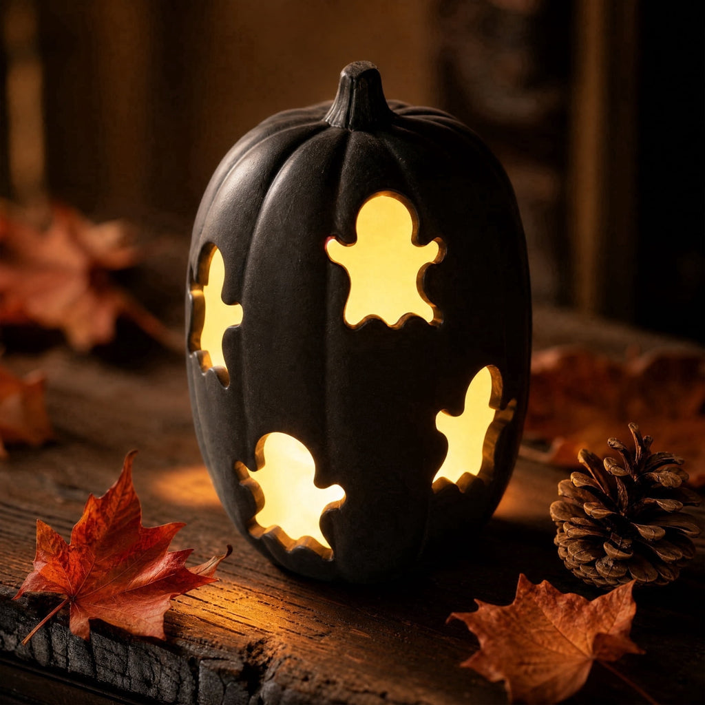 Lighted Halloween Table Centerpiece, Witch Hat Pumpkin Lamp, Black Woven Rattan Halloween Decor Indoor, Glowing Tabletop Decoration for Party Home