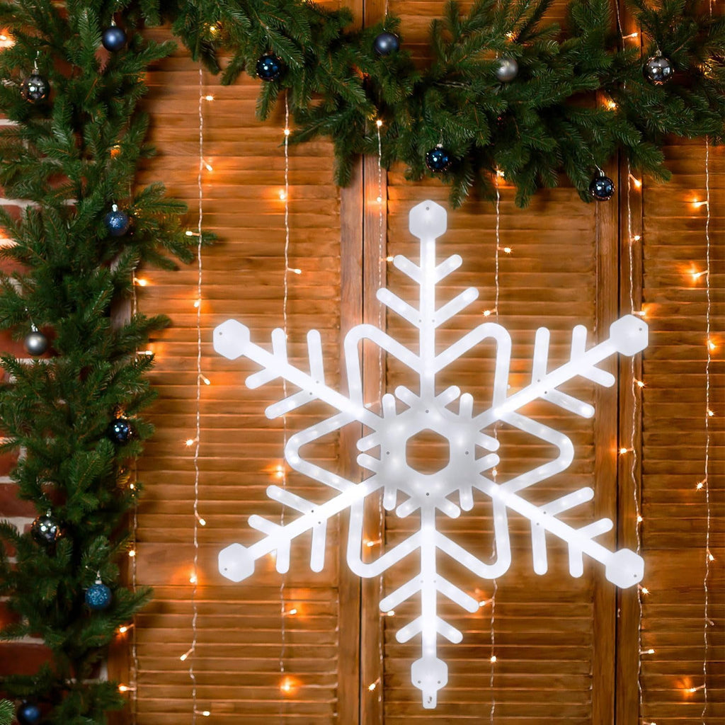 Christmas Light Motif,29 inch 288 LED Snowflake Meteor for Christmas,Party,Festival,Halloween,Window,Home(Cool White)