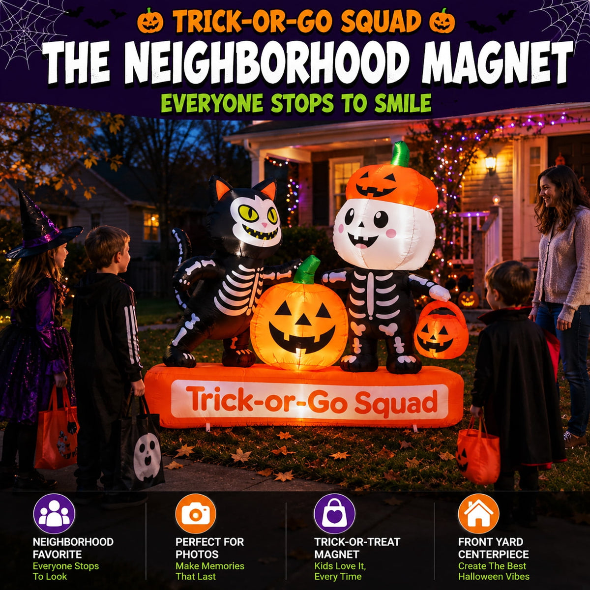 Toiyjofe 5.5 ft Halloween Inflatable Ghost with Pumpkin, LED Lighted Cute Halloween Yard Decoration for Porch, Lawn, Walkway & Party