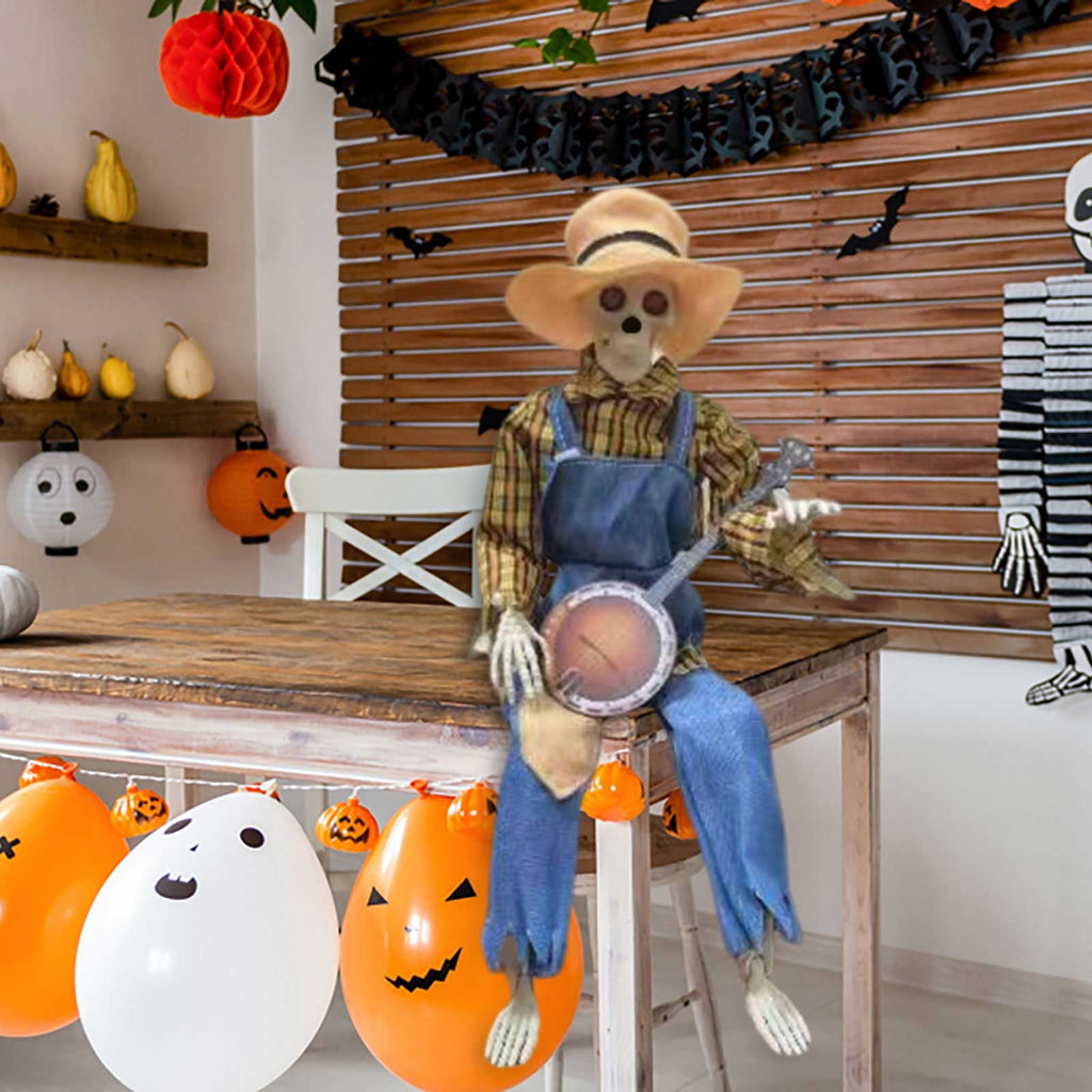 4Pcs Halloween Decorations Activate Music Multilingual Skeleton Halloween Autumn Interior Decoration Photos Props Photos Props Desktop Ornament 5.1"X4.3"X2" 2026