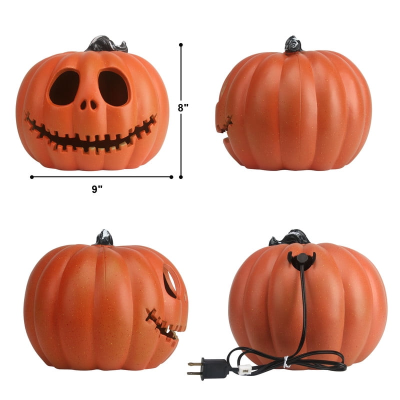 Active Mind Ltd 2-Piece LED Light-Up Halloween Pumpkin Set, Waterproof Indoor and Outdoor Jack-O'-Lantern Decor for Porch Party Haunted Trail