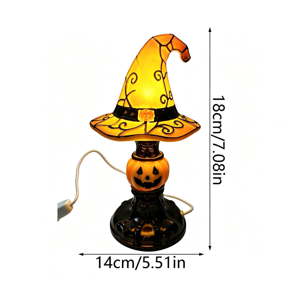 AZXY Halloween Stacked Lighted Pumpkin Figurine, Skeleton Cut‑Out Pumpkin Lamp, Spooky Holiday Floor Ornament, Halloween Yard Party Decoration for Porch Yard Living Room Use