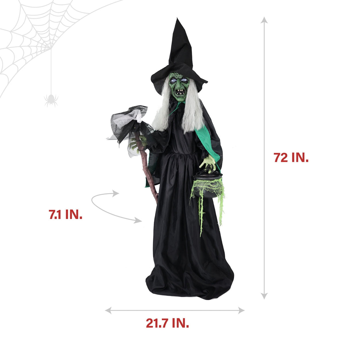 Haunted Hill Farm 6.0-Ft. Touch-Activated Mounted Flying Witch Halloween Animatronic