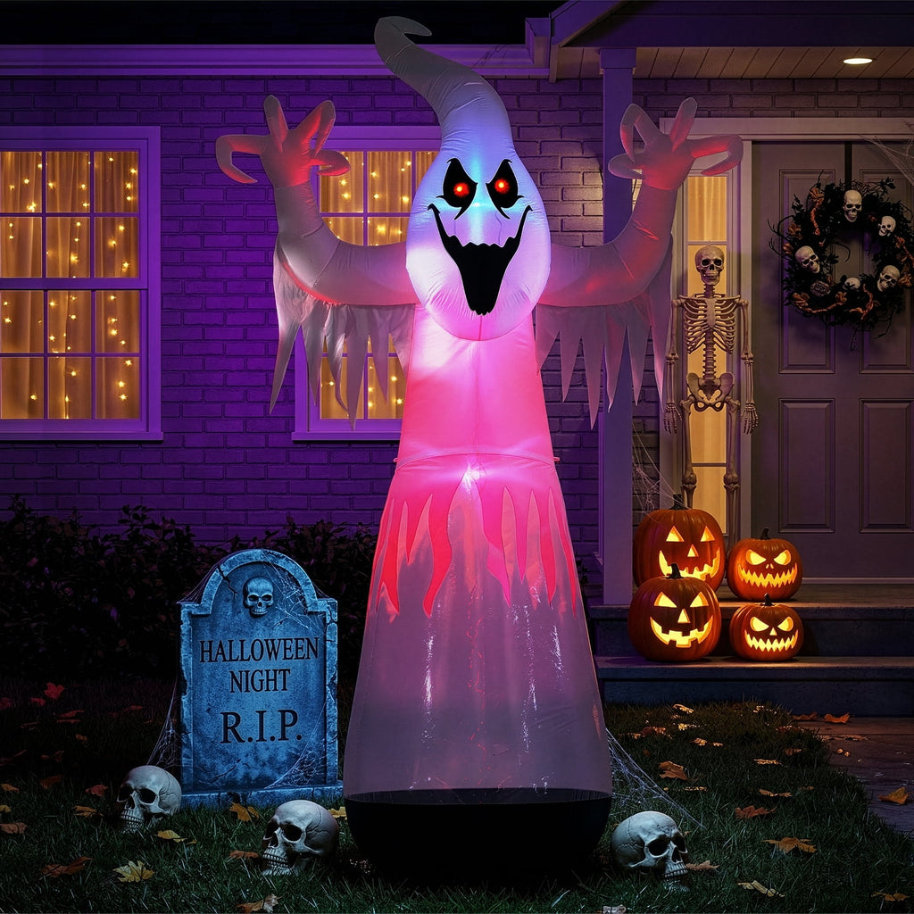 Ktaxon 12' Halloween Inflatables Ghost Outdoor Halloween Decoration,Color Change,Built-In LED
