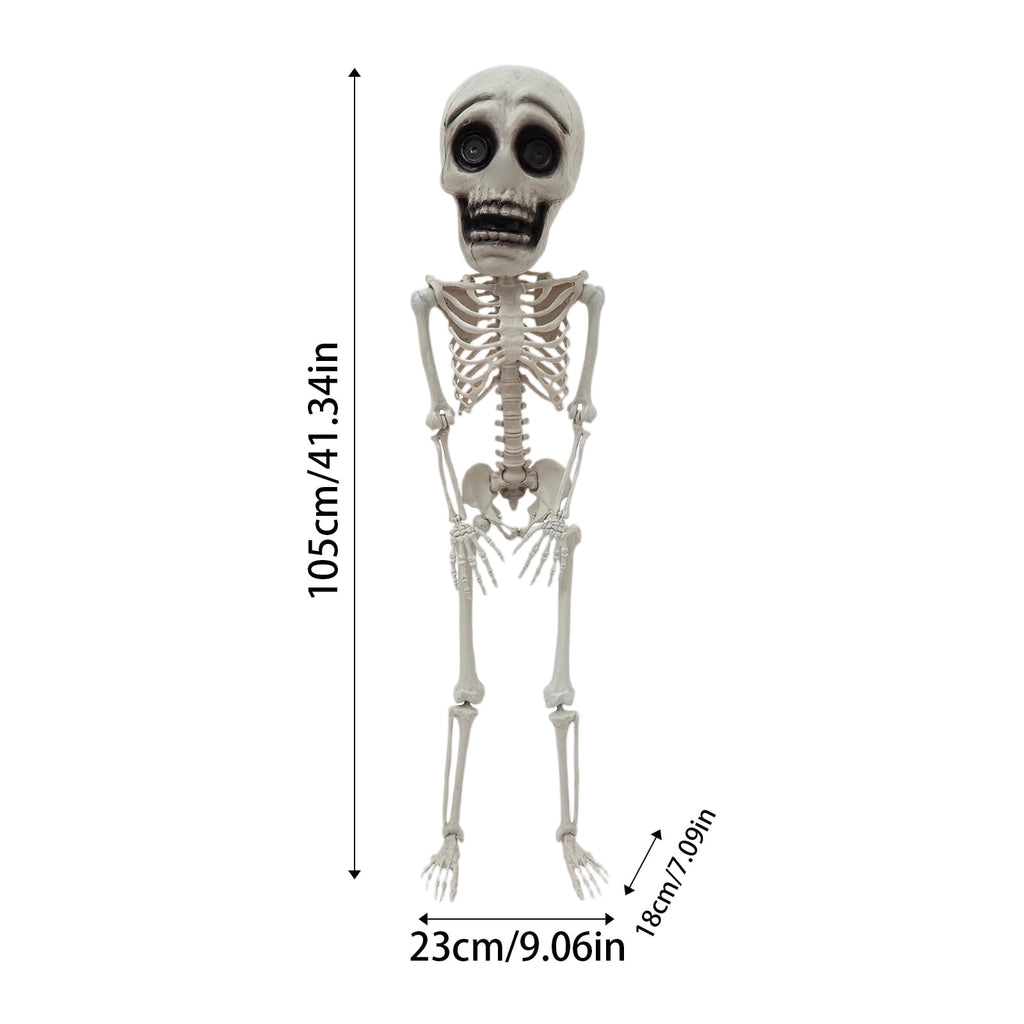 Halloween Skeleton Decorations Posable 41 Inch Plastic Skeleton Scary Creepy Halloween Decor for Indoor Outdoor Haunted House Party Spooky Display, 1 Pack