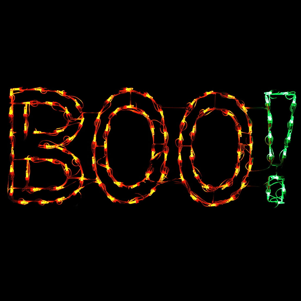 HOLIDYNAMICS LED Spooky Halloween Decoration BOO Wire Frame Orange 1 Count