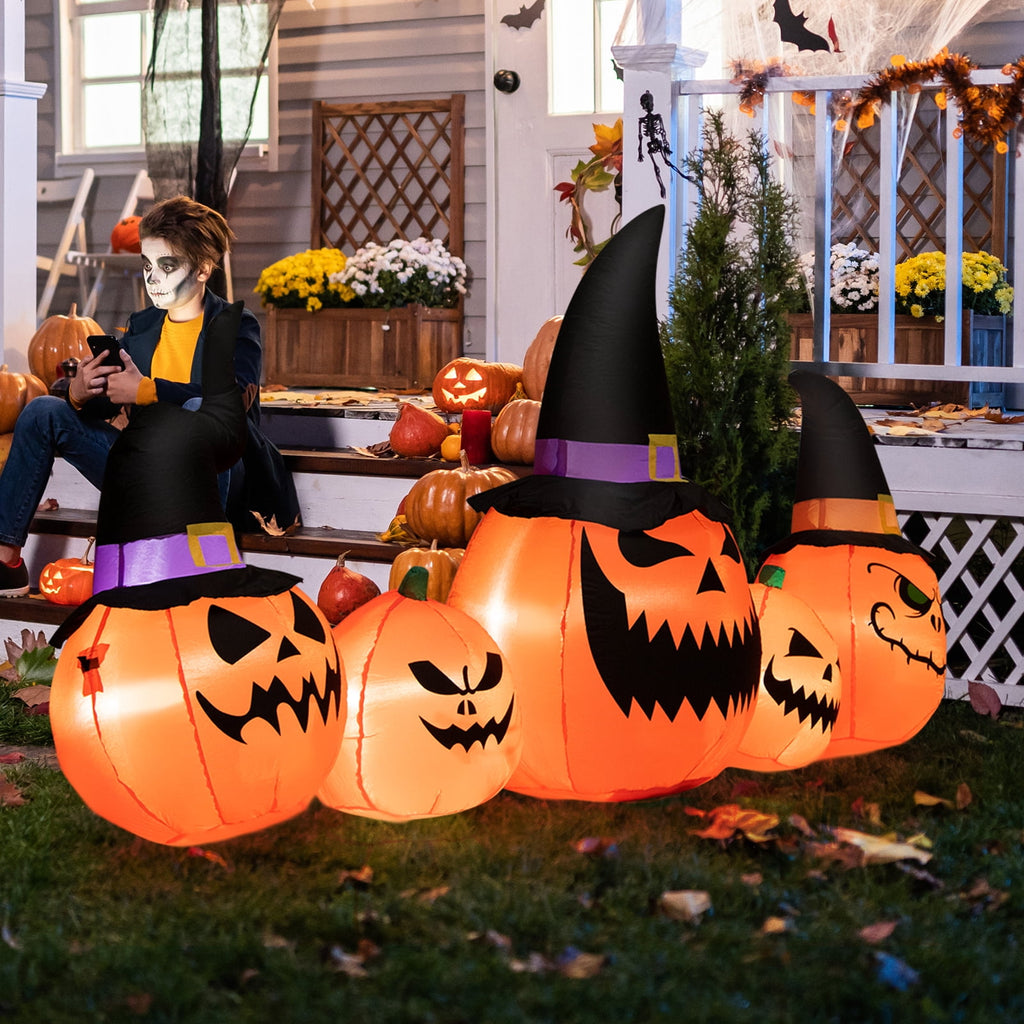 Patiojoy Long Inflatable Pumpkin Family Waterproof Halloween Yard Decoration with Built-in LED Lights Indoor & Outdoor Halloween Decor