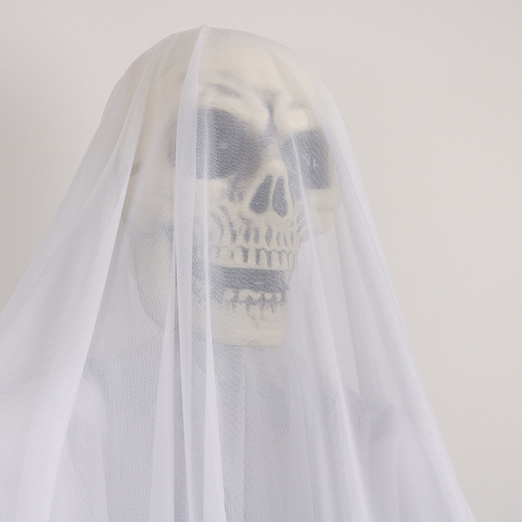 Scary Ghost Bride Halloween Ornament with Sound, Battery Operated Animated Skeleton Decoration for Haunted House Prop