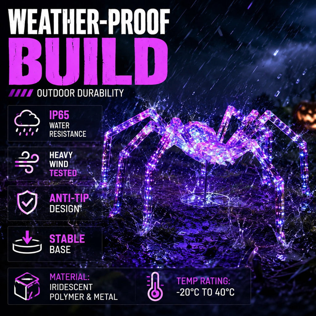 Prelit Iridescent Halloween Spider 340 Purple LED Lights 3 ft