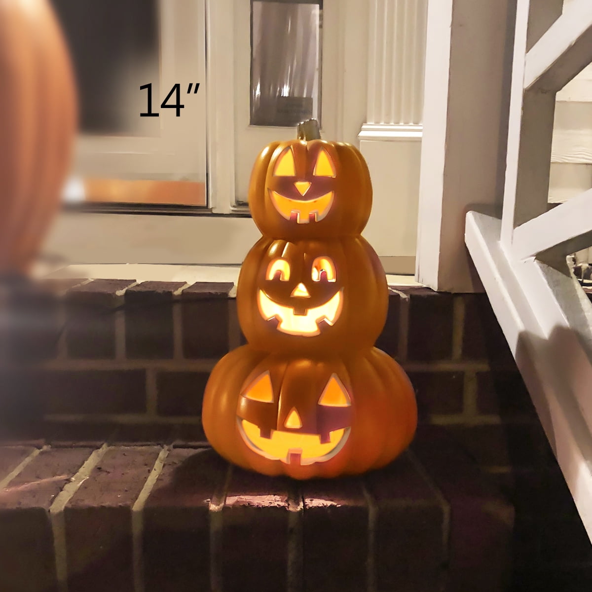 4Pack LED Lighted Jack O Lantern Indoor Outdoor Halloween Large Pumpkin Lantern Decoration