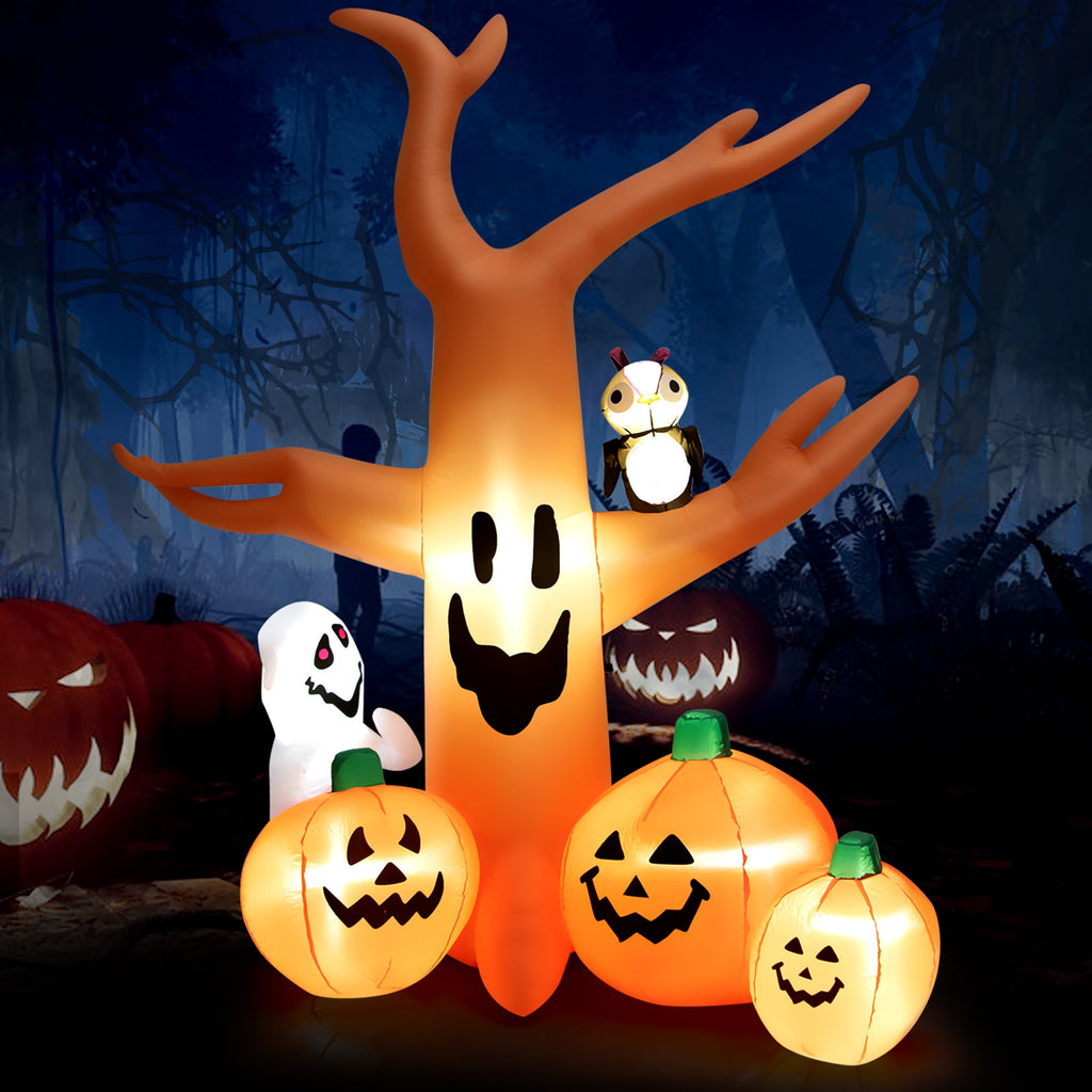 Costway 8 FT Halloween Inflatable Dead Tree w/ Pumpkins Blow up Yard Decoration