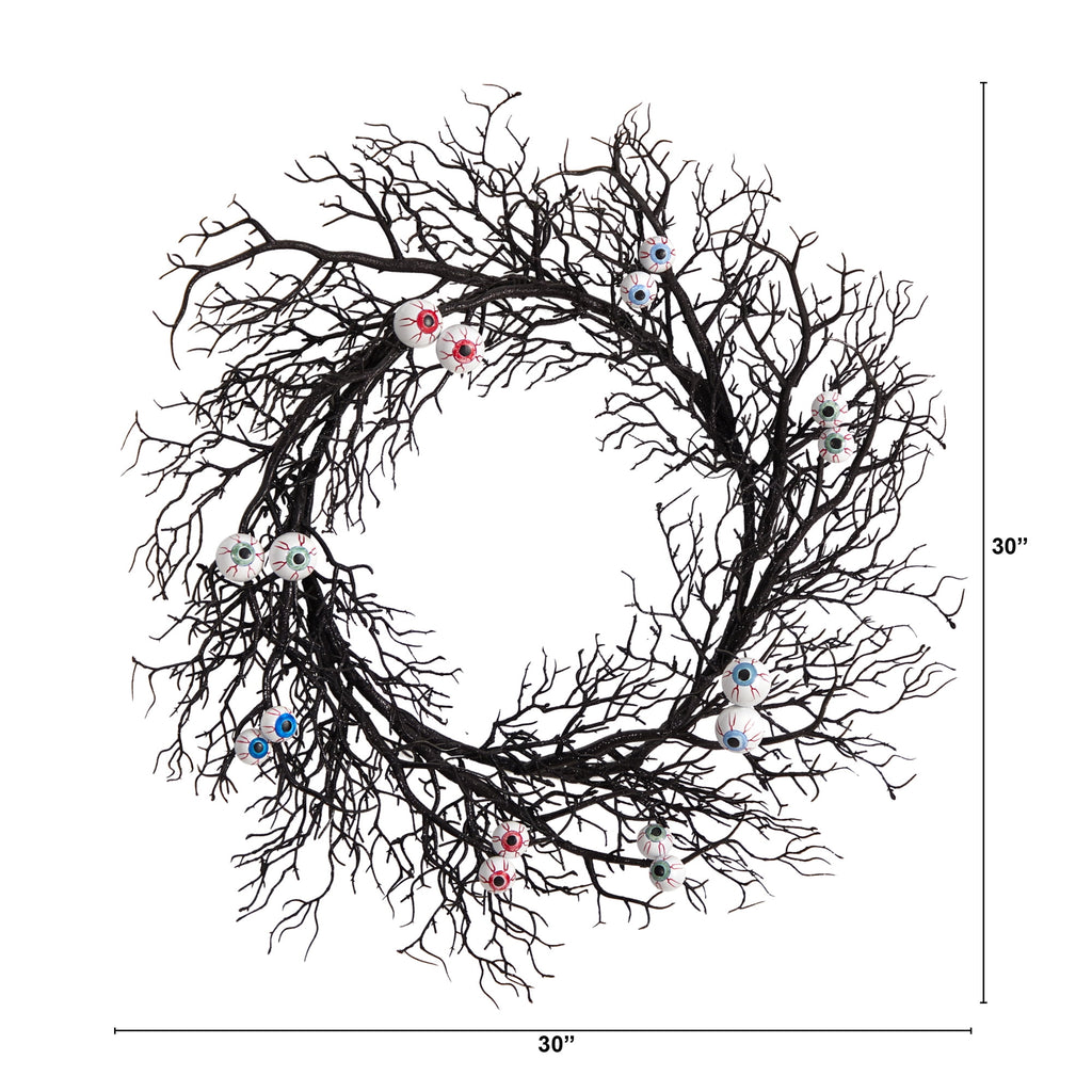 Nearly Natural 30in. Halloween Gazing Eyeballs Twig Wreath