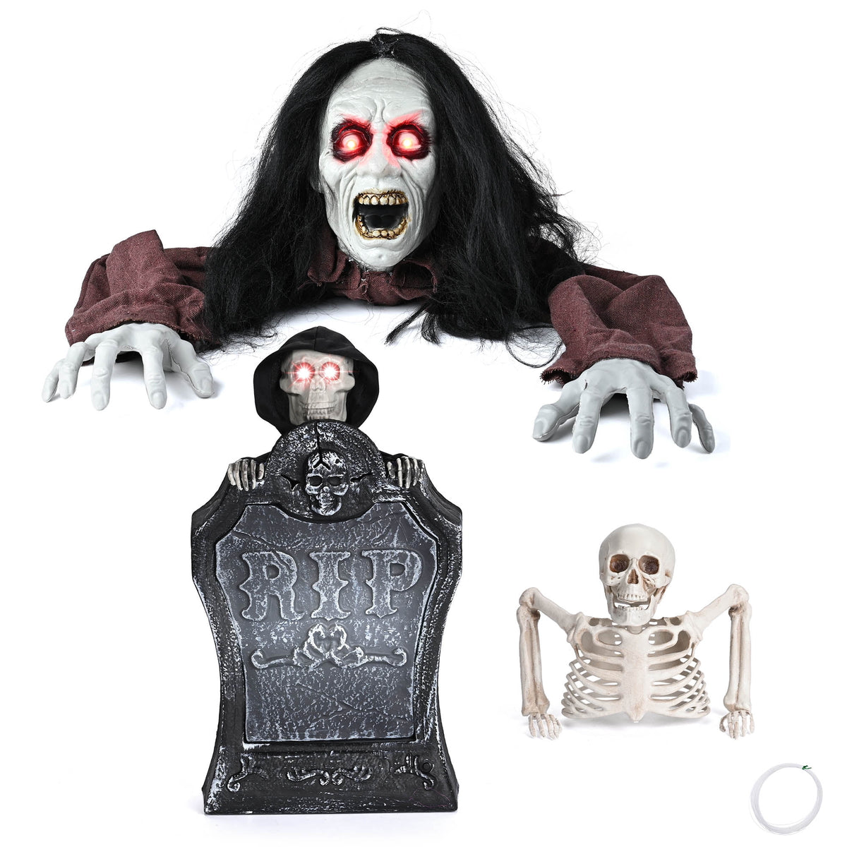 Yescom 15" Animated Halloween Tombstone & Half Skeleton with 8" Crawling Baby Zombie 2026