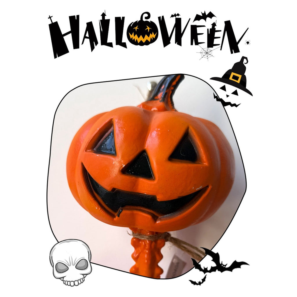 Jollyzo Halloween Pumpkin Head Skeleton Decor, 35.4" Scary Skeleton Craft Realistic Skeleton Hanging Decor, Orange Skull Pendant for Halloween Party Atmosphere