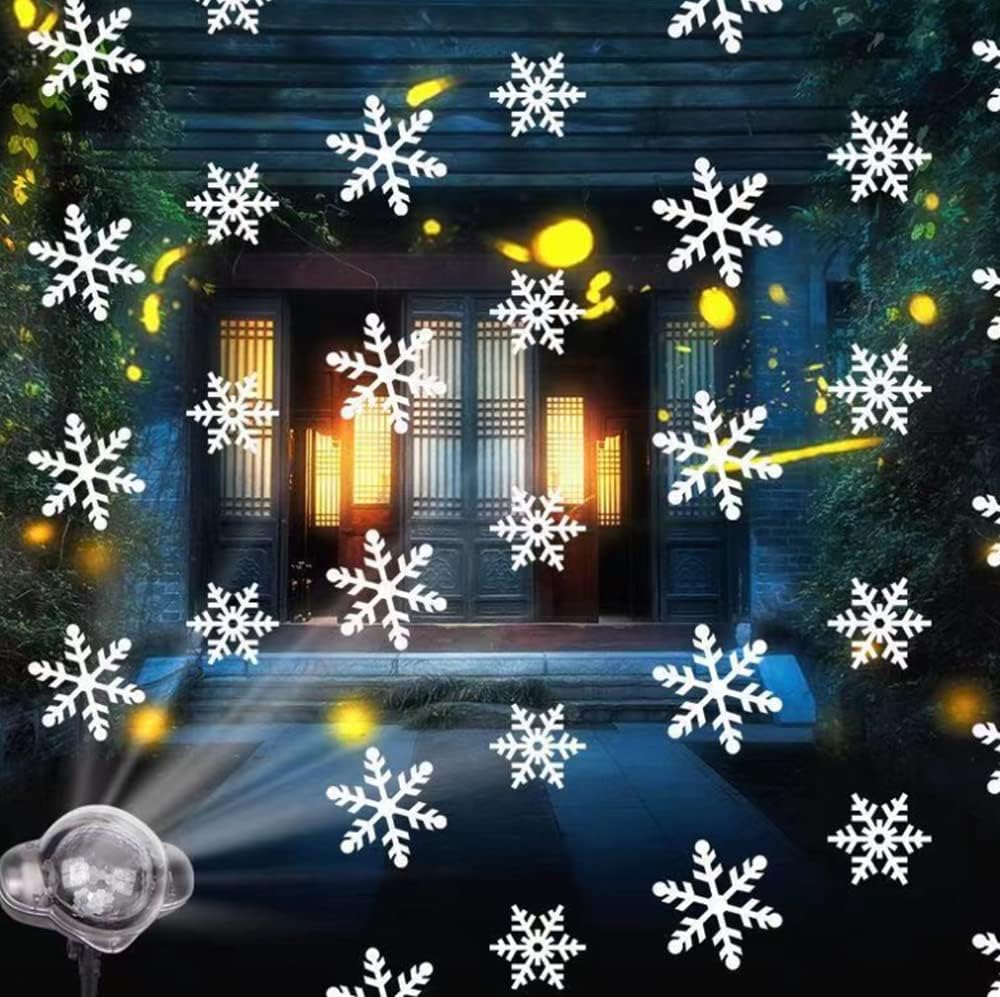LINLIN Projector Snow Lamp, Snowfall LED Light Projector Christmas Snowflake Projector Light Waterproof with Remote&Timer Decorative Lighting
