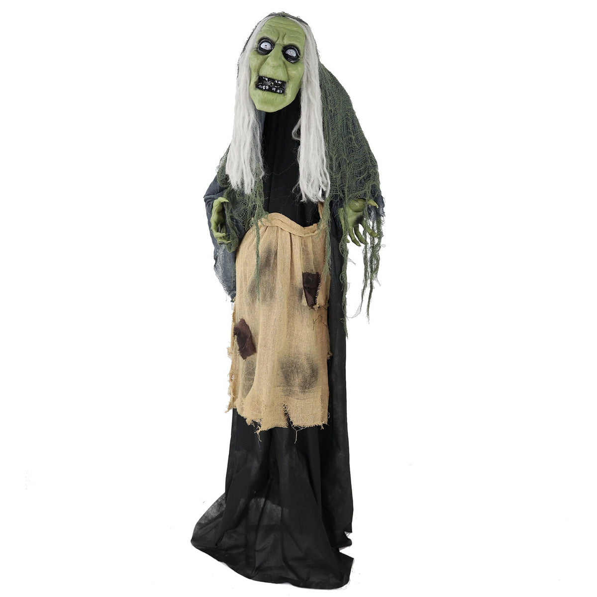 Haunted Hill Farm 6.0-Ft. Touch-Activated Mounted Flying Witch Halloween Animatronic