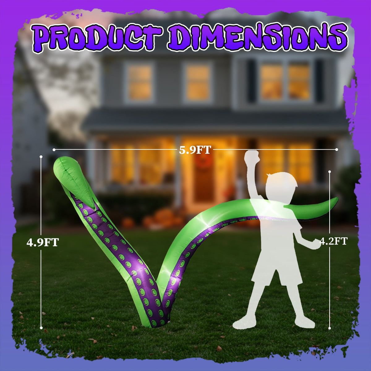 2 Pack Halloween Inflatable Octopus Tentacles Outdoor Decorations, Blow Up Hanging Decoration with Built-in LED Lights, Striking Window Decor for Halloween Party Outdoor Yard Garden Lawn Décor