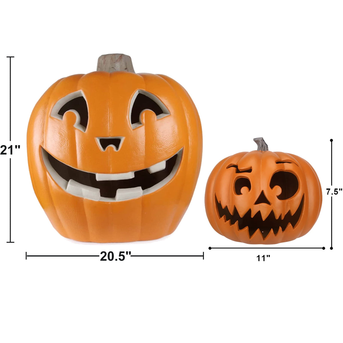 Gamexcel 21" Jack O Lantern Halloween Plastic Pumpkin Lights with Pre-lit LED Bulbs - Indoor/Outdoor Smile Face Decoration