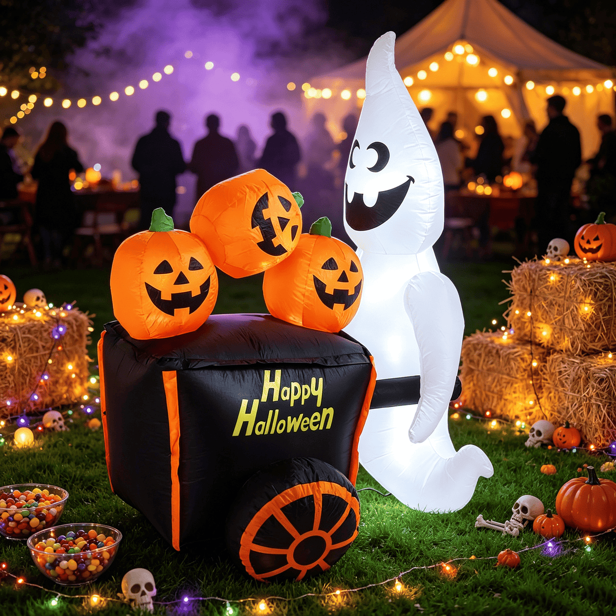Weatherproof Inflatable Halloween Decor with LED Lights and Blower for Outdoor Display
