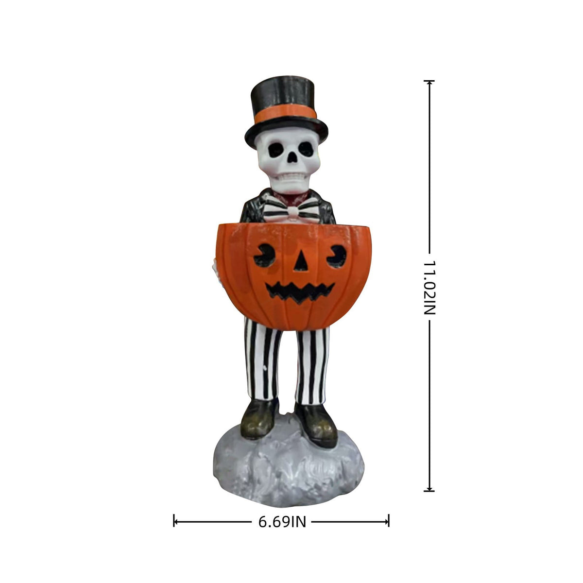 Halloween Decorations Skeleton Candy Bowl Statue Spooky Skull Top Hat Figurine Resin for Front Door Porch Mantel Entryway Table Home Party Decor