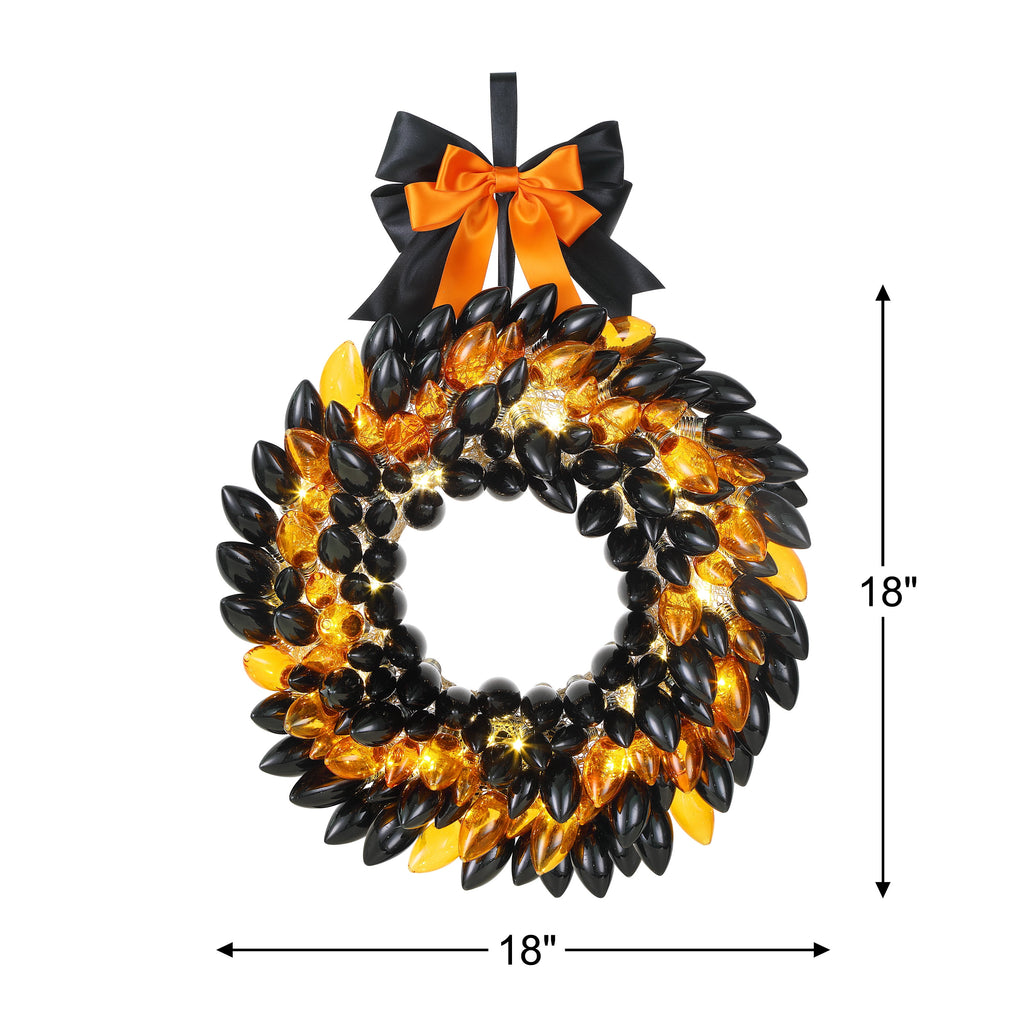 Mr. Halloween Decorative Retro Wreath, Black and Orange
