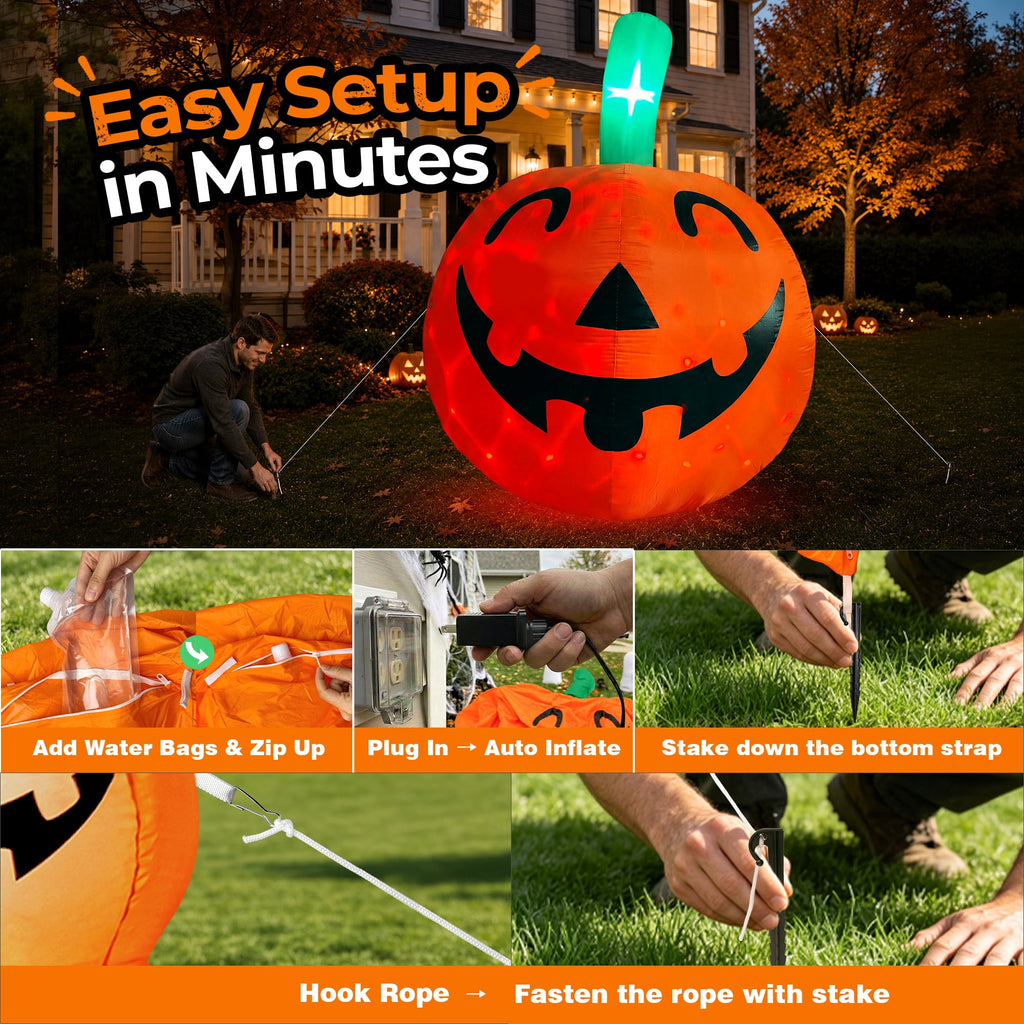 Goosiay 10ft Halloween Inflatable Pumpkin Decoration with Built-in LED Lights, Outdoor Yard Blow up for Halloween Party, Yard, Garden, Lawn