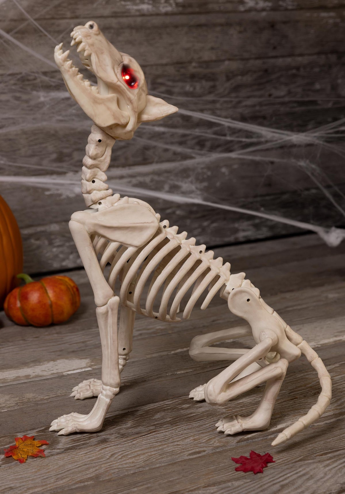 Seasons Red 27.5 in. Prelit Animated Wolf Skeleton Halloween Decor