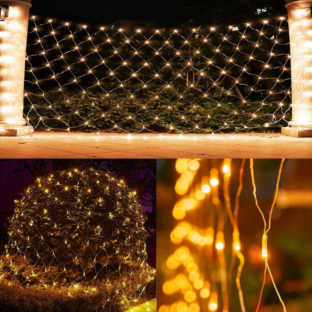 SHANJIA Garden Net Lights Battery Operated, 4mx6m 672LEDMesh Fairy String Lights Fairy Net Lights 8 Modes Waterproof Net Mesh String Lights for Garden Balcony Decor