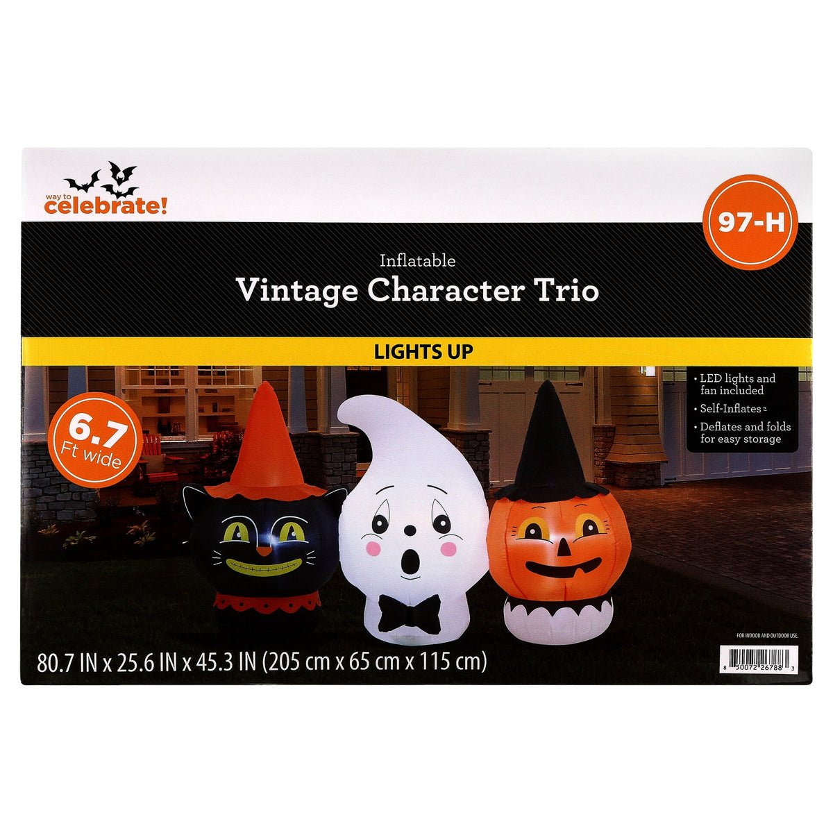 Vintage Character Trio Airblown Yard Inflatable, Multicolor, 6.7', Halloween by Way To Celebrate