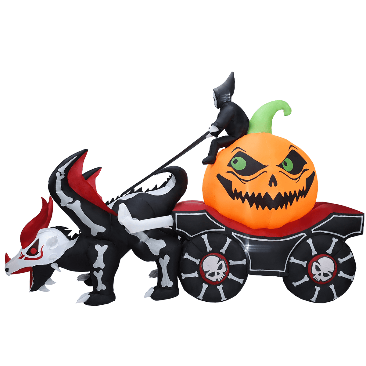 KINQUINN 9 FT Halloween Inflatable Dragon Pull Pumpkin Cart Outdoor Decorations, Blow Up Dragon with Build-in LEDs, Halloween Decorations for Yard Lawn Party Garden Outside Indoor Home Porch