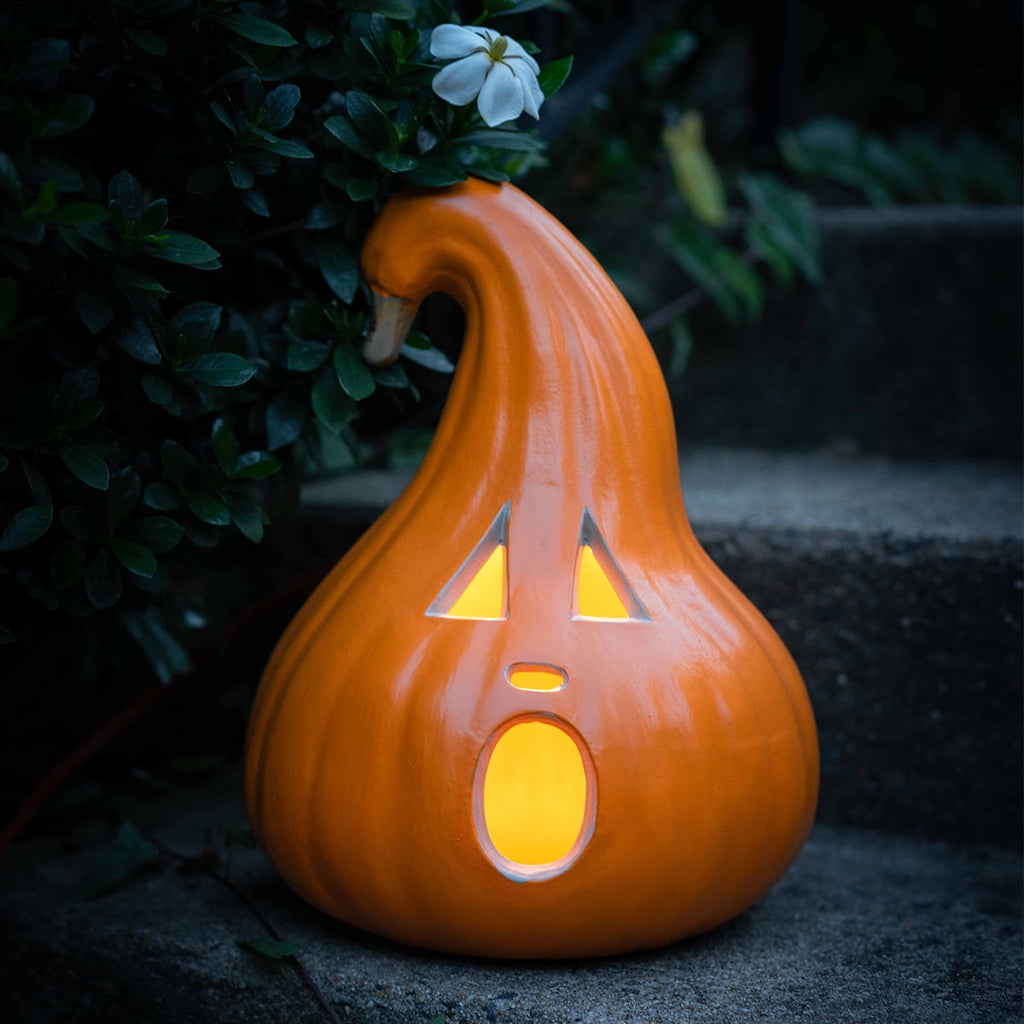 Gamexcel 10" + 14" Pre-Lit Jack O'Lanterns - Indoor/Outdoor Halloween Decorations for Party & Home, Lighted Pumpkin, 2 Pack, Orange