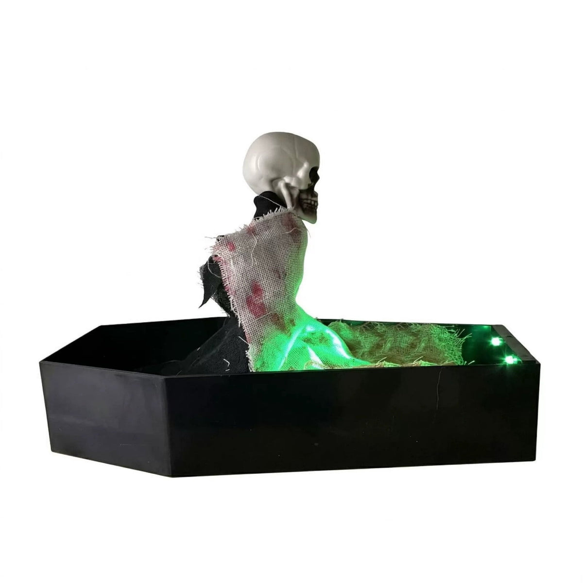 Halloween Animatronics Animated Skeleton in Coffin, Voice Activated Spooky Skeleton Decorations with Light & Scary Sounds, Spooky Decor Prop
