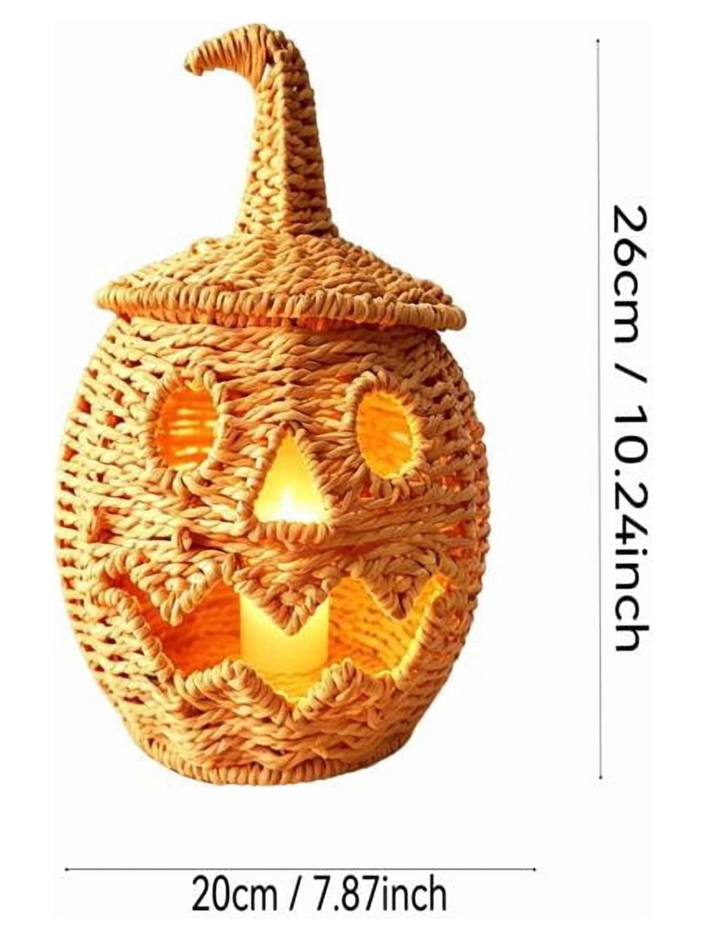 Lighted Halloween Table Centerpiece, Witch Hat Pumpkin Lamp, Black Woven Rattan Halloween Decor Indoor, Glowing Tabletop Decoration for Party Home