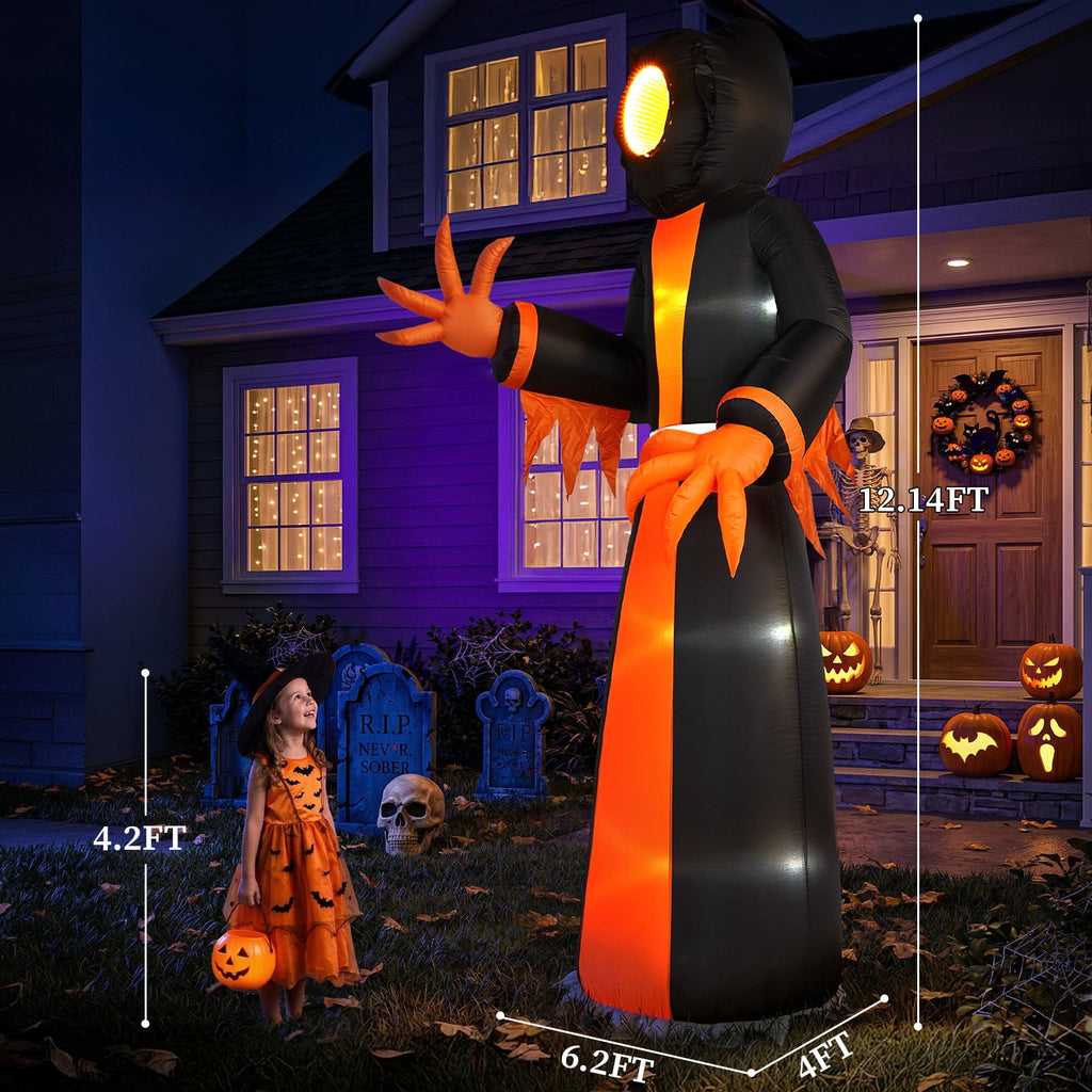 Ktaxon 12' Halloween Inflatables Ghost Outdoor Halloween Decoration,Built-In LED