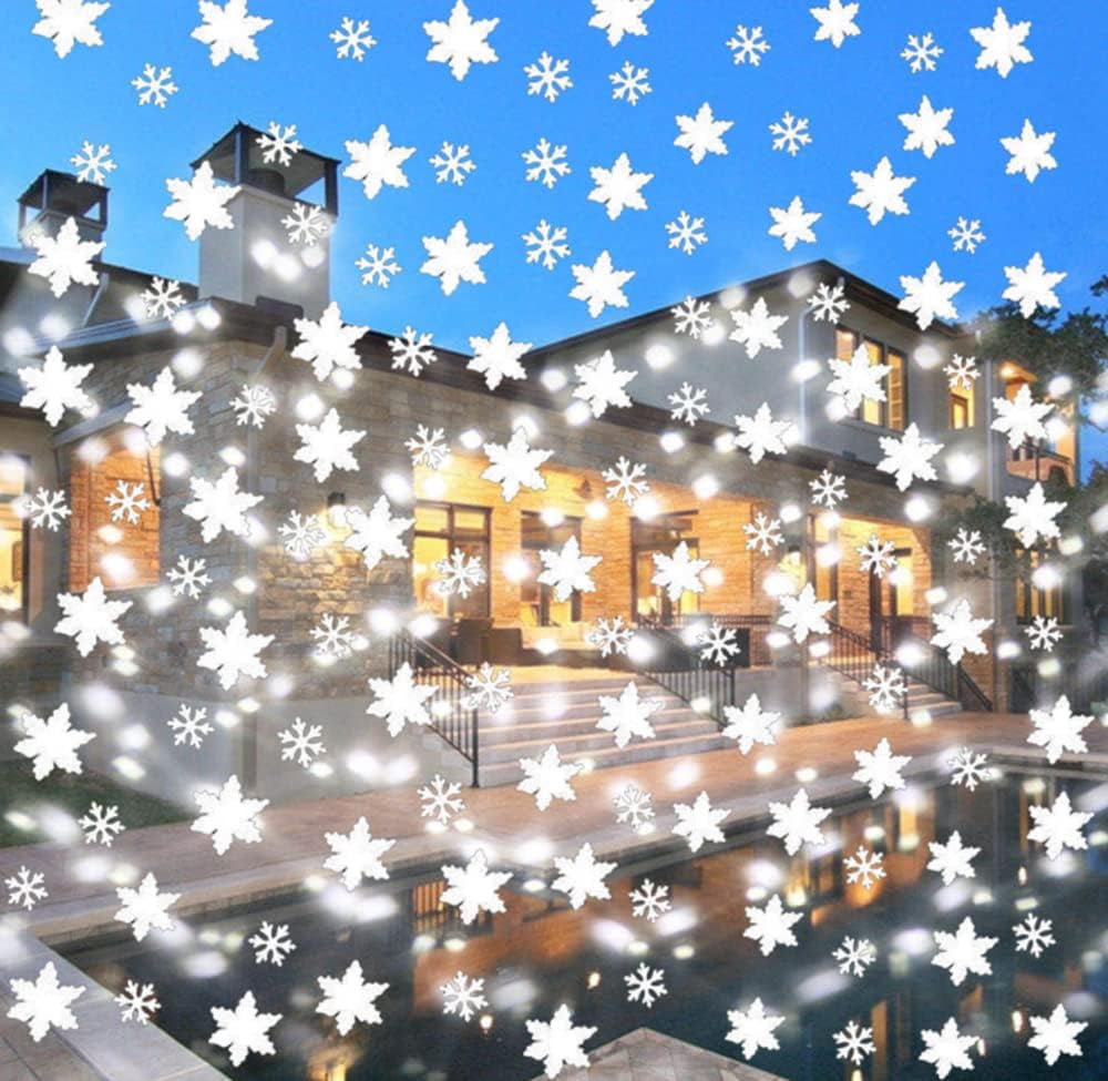 LINLIN Projector Snow Lamp, Snowfall LED Light Projector Christmas Snowflake Projector Light Waterproof with Remote&Timer Decorative Lighting