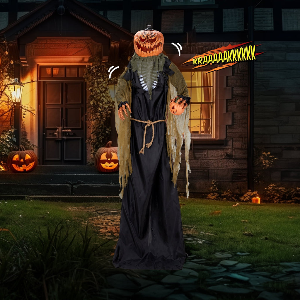 Zimtown 7FT Halloween Animatronic Standing Pumpkin Man The Sound Activated Halloween Prop