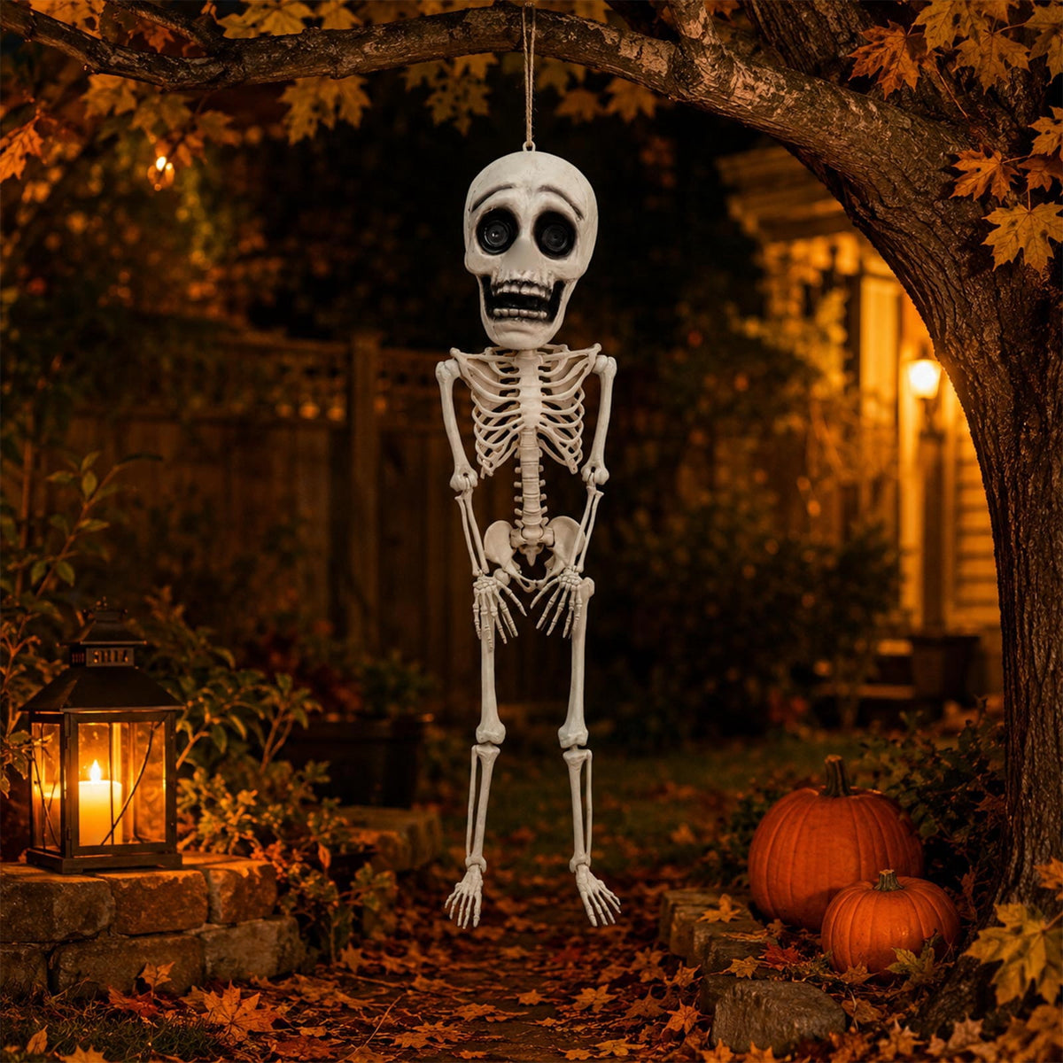 Halloween Skeleton Decorations Posable 41 Inch Plastic Skeleton Scary Creepy Halloween Decor for Indoor Outdoor Haunted House Party Spooky Display, 1 Pack
