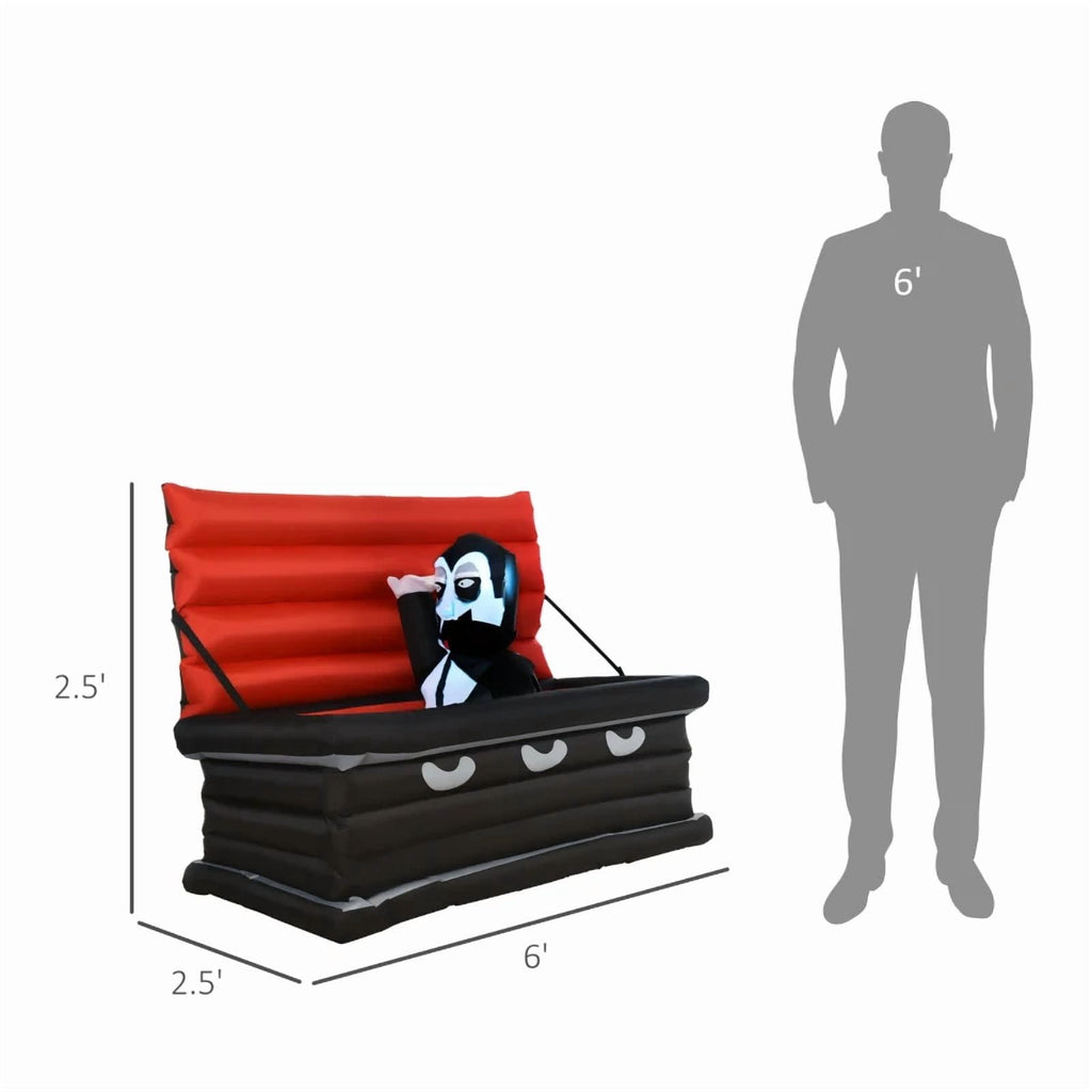6FT W Halloween Inflatables Outdoor Decorations Vampire and Giant Coffin, Blow Up LED Yard Decor