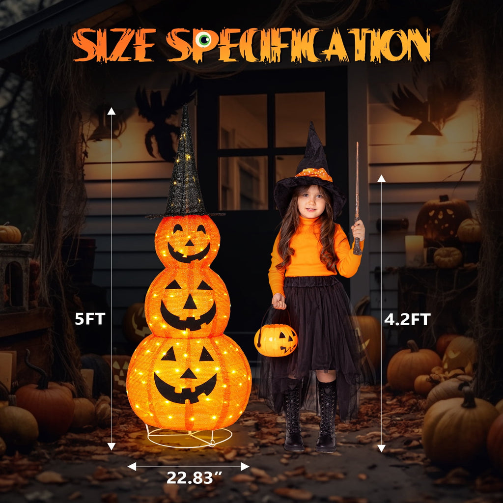 Ktaxon 3FT Pumpkins Halloween Lighted Pumpkin Outdoor Decoration for Holiday Lawn Garden Party,2Pcs