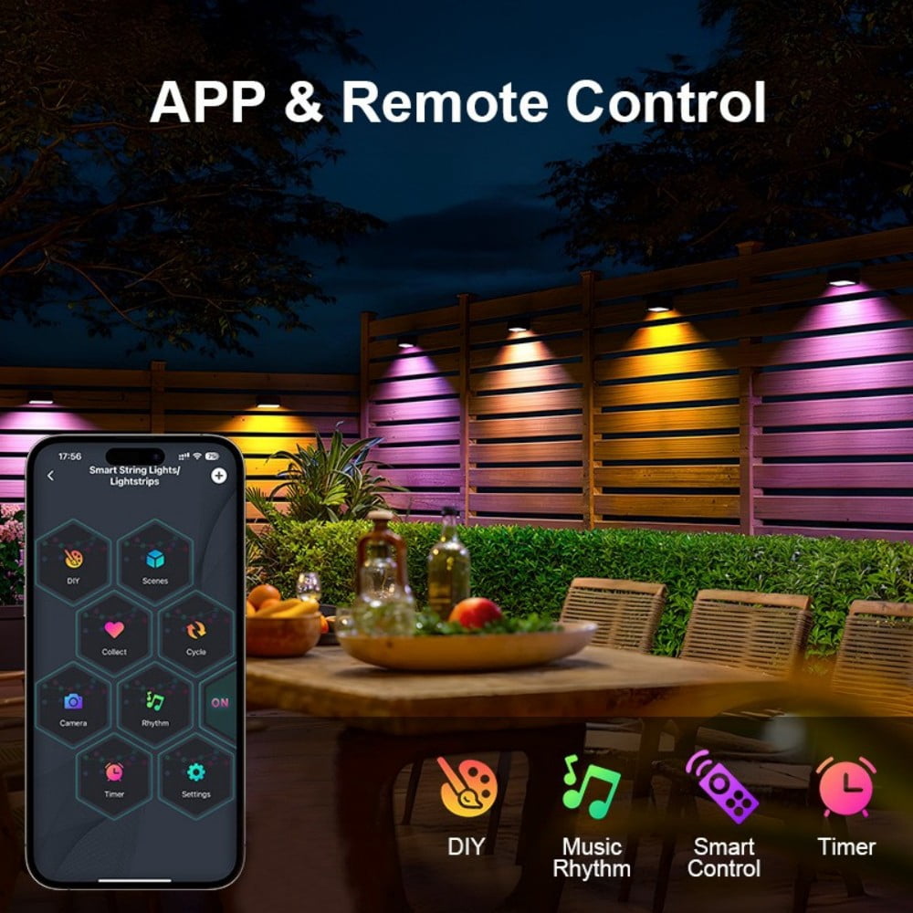 VIVIHEYDAY Permanent Outdoor Lights 100ft, Smart RGB App Remote Control Outdoor Lights with 60 LEDs, LED Eaves Lights IP67 Waterproof, House Roof Outdoor Lighting for Party, Halloween, Christmas