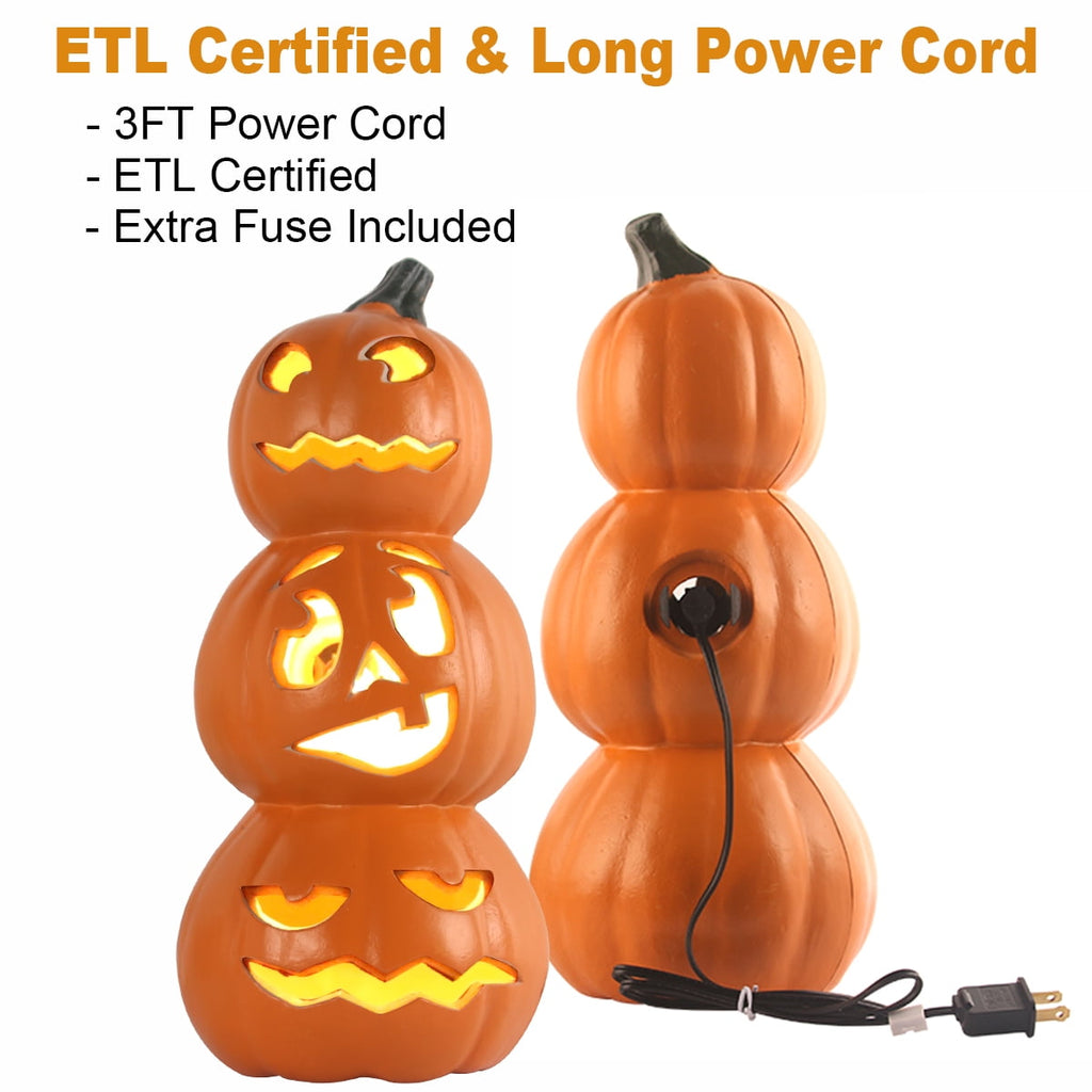 4Pack LED Lighted Jack O Lantern Indoor Outdoor Halloween Large Pumpkin Lantern Decoration